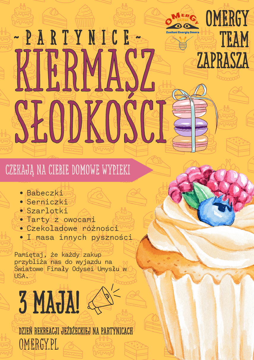 Zapraszamy na Kiermasz Słodkości 3 maja podczas Dnia Otwartego Rekreacji Jeździeckiej na Partynicach